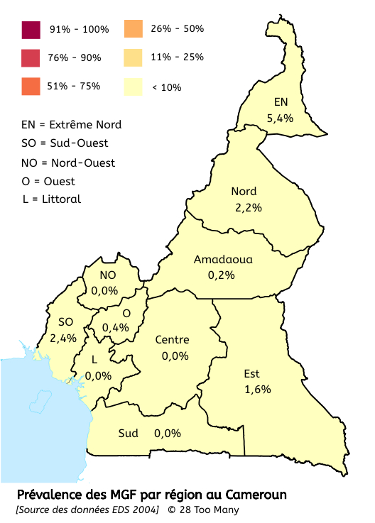 Prevalence Map: FGM in Cameroon (2004, French)